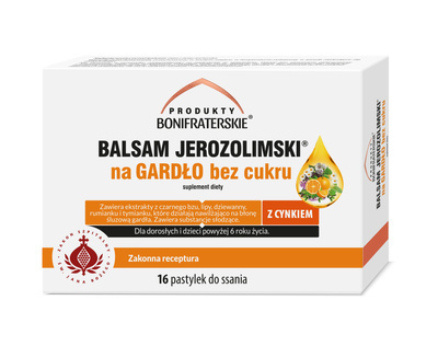 Balsam Jerozolimski na GARDŁO bez cukru 16 pastylek do ssania