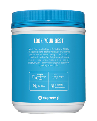 Vital Proteins Collagen Peptides dla młodzieńczego wyglądu, kolagen do picia o neutralnym smaku, 567g  + TORBA LUNCHOWA GRATIS