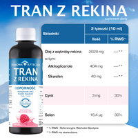 Tran z rekina smak malinowy ODPORNOŚĆ, bez cukru 250 ml