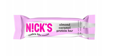 NICK'S baton proteinowy w czekoladzie mlecznej z migdałami i karmelem bez cukru 50 g