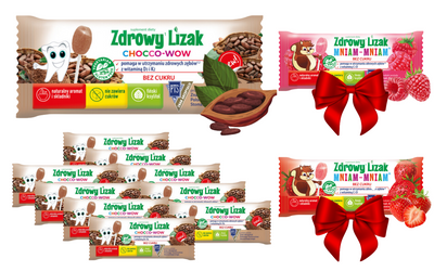 Zdrowy lizak dla dzieci mniam mniam z witaminami smak kakaowy ZESTAW ŁEZKA 10 sztuk + 2 LIZAKI GRATIS!