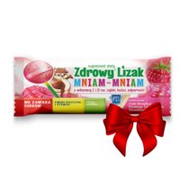 gratis Zdrowy lizak dla dzieci mniam mniam z witaminami smak malinowy KSZTAŁT KULKA