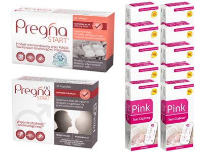 Zestaw Pregna START dla kobiety i meżczyzny PLANOWANIE CIĄŻY + 10 testów ciążowych