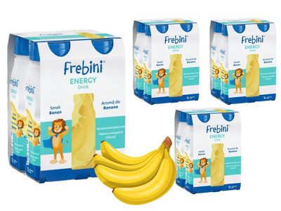 Frebini Energy Drink, smak bananowy, ZESTAW 16 x 200 ml. Żywność specjalnego przeznaczenia medycznego. Dla dzieci 1 - 12 lat