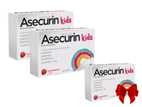Asecurin Kids smak truskawkowy 20 tabletek do ssania i rozgryzania 2 + 1 GRATIS!