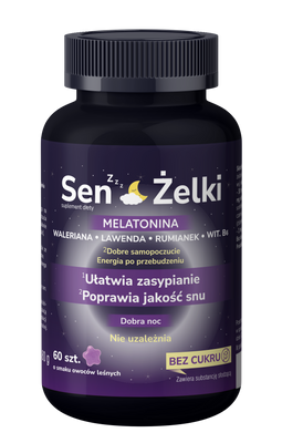 Sen Żelki melatonina z walerianą SPOKOJNY SEN SZYBKIE USYPIANIE 60 sztuk