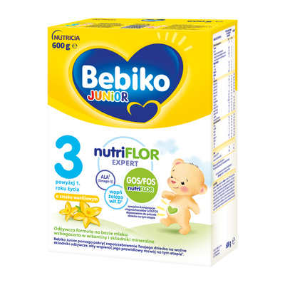 Bebiko Junior 3 Odżywcza formuła na bazie mleka dla dzieci powyżej 1. roku o smaku waniliowym 600g