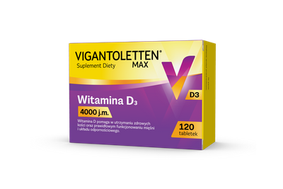 Vigantoletten Max Witamina D3 2000 j.m. Żelki 60 szt 2 opakowania+ Vigantoletten Max Witamina D3 4000 j.m. 120 tabletek GRATIS 