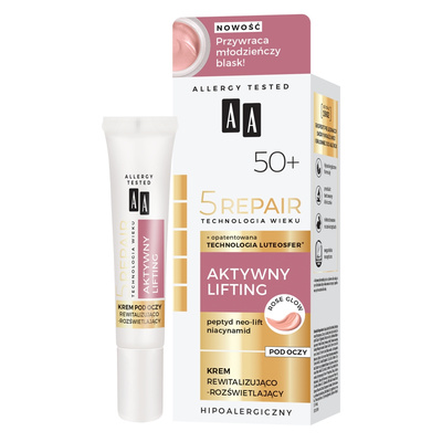 AA Technologia Wieku 5Repair 50+ Aktywny Lifting krem pod oczy rewitalizujaco-rozświetlający 15 ml