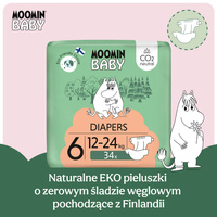 Moomin Baby 6 Maxi 12–24 kg (34 szt), eko pieluszki