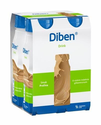 Diben Drink, smak pralina, 8 x 200 ml.  Żywność specjalnego przeznaczenia medycznego. Pacjent z cukrzycą, insulinoopornością. 
