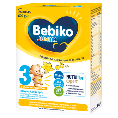 Bebiko Junior 3 Odżywcza formuła na bazie mleka dla dzieci powyżej 1. roku o smaku waniliowym 2x600 g