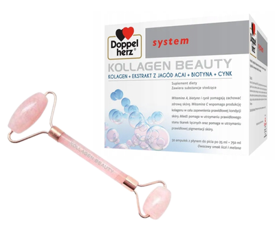 Doppelherz KOLLAGEN BEAUTY 30 ampułek po 25ml + GRATIS Masażer kwarcowy do twarzy 1 sztuka