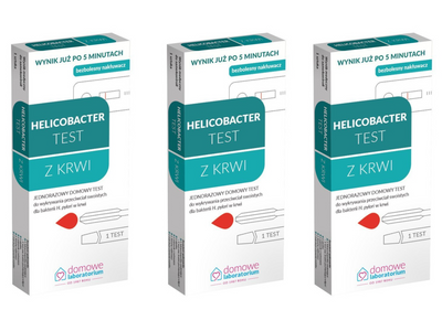 Test Helicobacter z krwi do wykrywania przeciwciał ZESTAW 3 sztuk