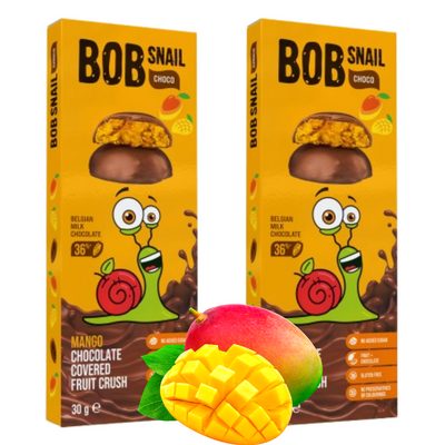 Bob Snail Ciasteczka owocowe Mango w Belgijskiej mlecznej czekoladzie 2 x 30 g