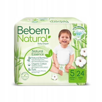 BEBEM NATURAL pieluszki bambusowe 5 JUNIOR 24 sztuk