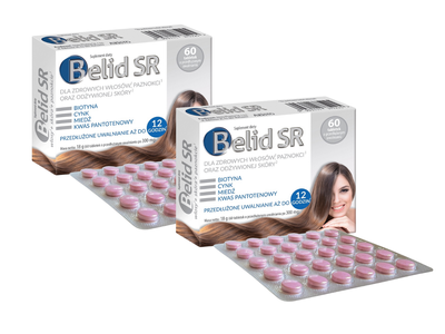 Belid SR Suplement diety z biotyną na zdrowe włosy, skórę i paznokcie ZESTAW 2x60tab