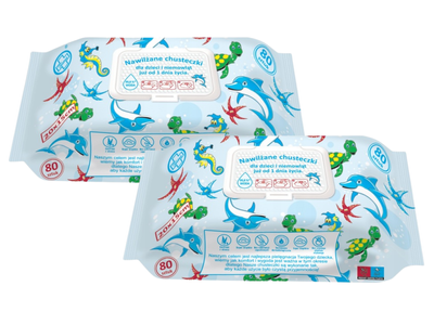 Testeo nawilżane chusteczki dla dzieci 99,8% wody ZESTAW 2 x 80 sztuk