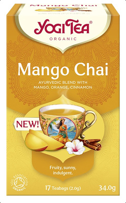 Yogi Tea Mango Chai bioajuwerdyjska herbara z mango i cynamonem 17 saszetek