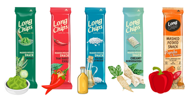 LONG CHIPS Chipsy ziemniaczane różne smaki zestaw (3 ostre smaki) 5 x 75 g