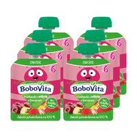 BoboVita Mus truskawki i wiśnie z bananem po 6. miesiącu ZESTAW 6 x 80 g