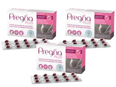 Pregna PLUS dla kobiet w ciąży i karmiących piersią  ZESTAW 3 x 30 kapsułek