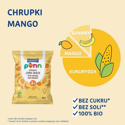 SALVEST Põnn BIO Chrupki mango dla dzieci kształt gwiazdeczek 20 g 