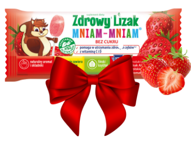 gratis Zdrowy lizak dla dzieci mniam mniam z witaminami smak truskawkowy