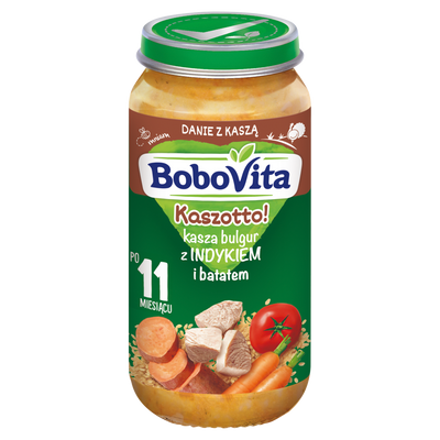 BoboVita Kaszotto! Kasza bulgur z indykiem i batatem po 11 miesiącu ZESTAW 6 x 250 g