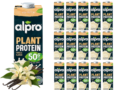 Alpro Napój sojowy o smaku waniliowym proteinowy wysokobiałkowy ZESTAW 16 x 1 L