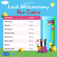 Lizaki witaminowe Świnka Peppa BEZ CUKRU smak ananasowy 1 sztuka