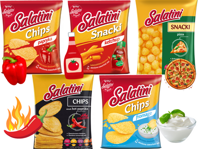 Salatini zestaw zdrowe chipsy snacki RÓŻNE SMAKI ZESTAW 5 sztuk