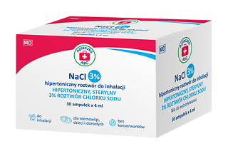 Sól hipertoniczna NaCl 3% do inhalacji bez konserwantów dla dzieci i dorosłych 30 ampułek