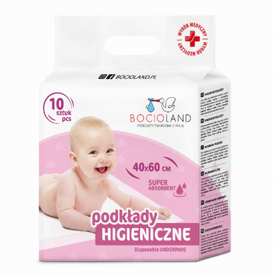 Bocioland Podkłady jednorazowe DO PRZEWIJANIA 40 x 60 cm 10 sztuk
