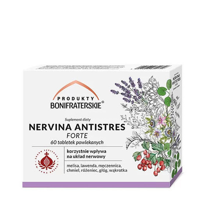Produkty Bonifraterskie Nervina Antistres Forte głóg melisa lawenda 60 tabletek