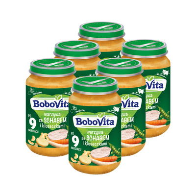 Obiadek dla dziecka BoboVita Warzywa schab i kluseczki ZESTAW 6x190g