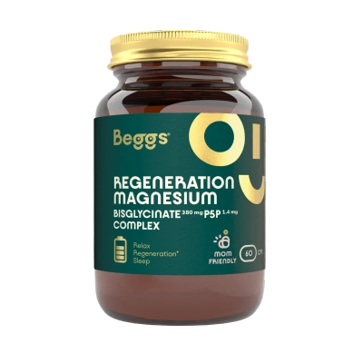 Beggs Magnesium bisglycinate 380 mg + P5P COMPLEX 1,4 mg suplement magnez witamina B6 60 kapsułek