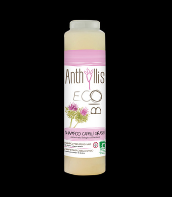 Szampon do włosów tłustych, przetłuszczających się i z ŁUPIEŻEM, na bazie wyciągu z łopianu, certyfikowany, ECO BIO, 250ml, Anthyllis, Pierpaoli