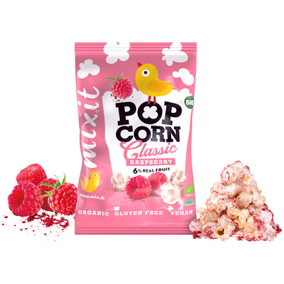 Mixit popcorn owocowy malinowy zdrowa przekąska 13 g