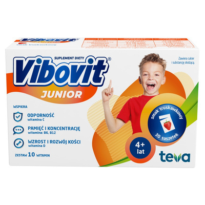 Vibovit Junior, 4-12 lat smak truskawkowy 30 saszetek