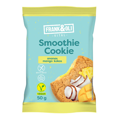 Smoothie Cookie ciastko owsiane z nadzieniem z kokosa, ananasa i mango 50 g