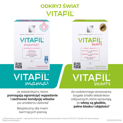 Vitapil biotyna ZDROWE LŚNIĄCE WŁOSY na odbudowę 60 kapsułek