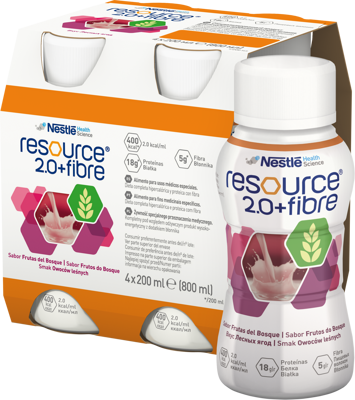 Nestlé Resource 2.0+Fibre Preparat odżywczy w płynie smak owoców leśnych 800 ml (4 x 200 ml)