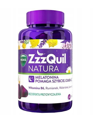 Vicks ZzzQuil Owocowe żelki z melatoniną 60 szt. + eko torba GRATIS