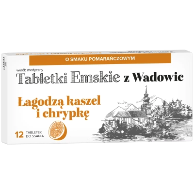 Tabletki Emskie z Wadowic smak pomarańczowy 12 pastylek do ssania