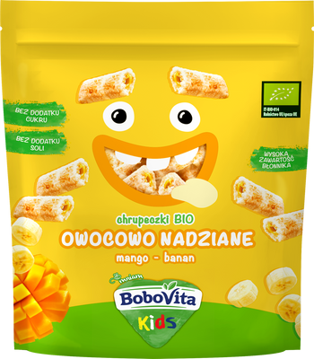 BoboVita Kids Chrupeczki bio owocowo nadziane mango-banan po 3 roku życia ZESTAW 5 x 30 g