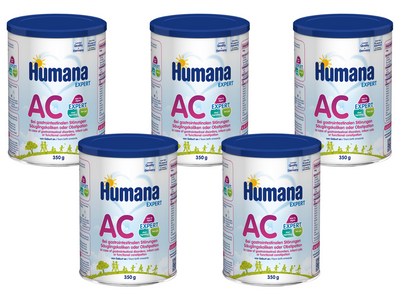 Humana Expert AC Żywność specjalnego przeznaczenia medycznego od urodzenia na kolki i zaparcia ZESTAW 5 x 350 g