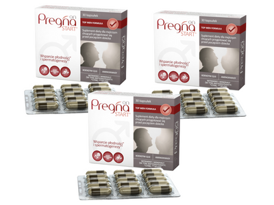 Pregna START On Suplement dla mężczyzn staranie o dziecko PŁODNOŚĆ ZESTAW 3 x 30 kapsułek