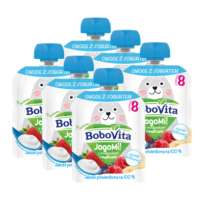 BoboVita Jogomi! z truskawkami i malinami ZESTAW 6x80g