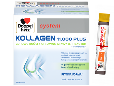 Doppelherz system KOLLAGEN 11.000 PLUS 30 sztuk + SHOT ODPORNOŚCIOWY GRATIS!